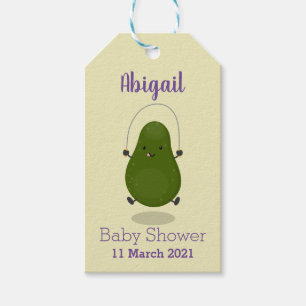 Cute avocado jump rope cartoon illustration gift tags