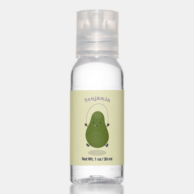 Cute avocado jump rope cartoon illustration hand sanitizer (Front)