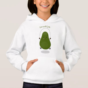 Cute avocado jump rope cartoon illustration hoodie