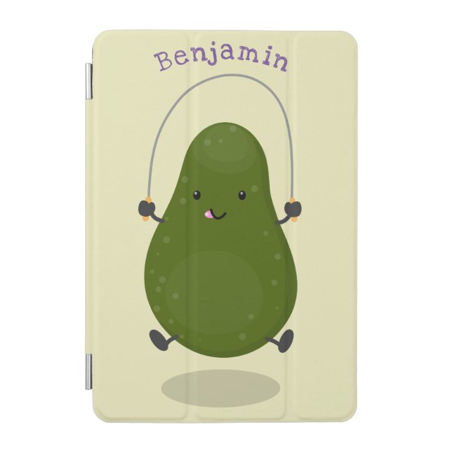 Cute avocado jump rope cartoon illustration iPad mini cover (Front)