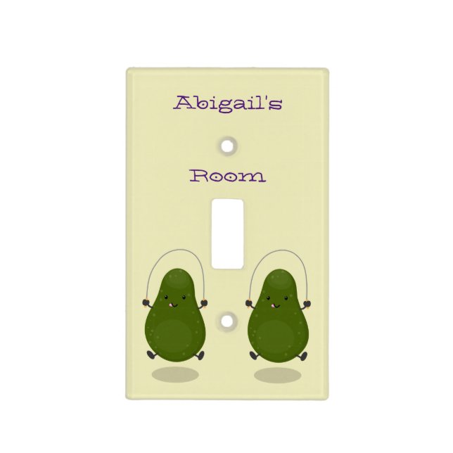 Cute avocado jump rope cartoon illustration  light switch cover (Front)