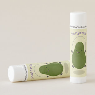 Cute avocado jump rope cartoon illustration lip balm