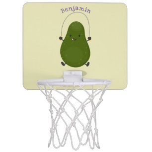 Cute avocado jump rope cartoon illustration mini basketball hoop