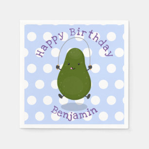 Cute avocado jump rope cartoon illustration napkins