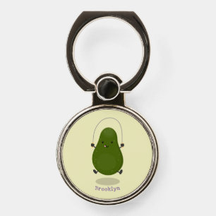 Cute avocado jump rope cartoon illustration phone ring stand