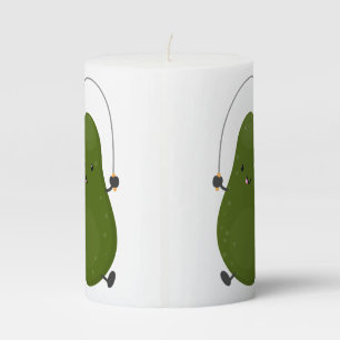 Cute avocado jump rope cartoon illustration pillar candle