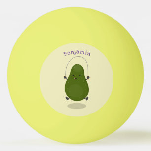 Cute avocado jump rope cartoon illustration ping pong ball