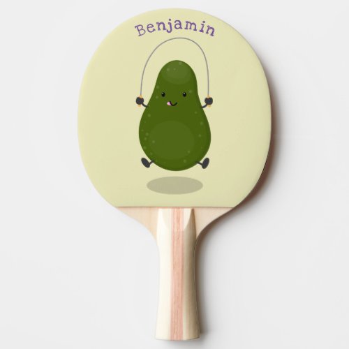 Cute avocado jump rope cartoon illustration ping pong paddle