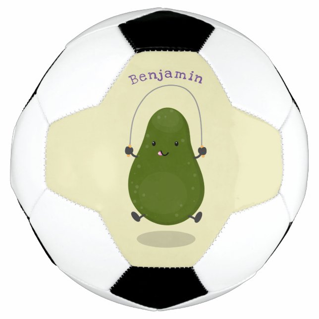 Cute avocado jump rope cartoon illustration soccer ball (Front)
