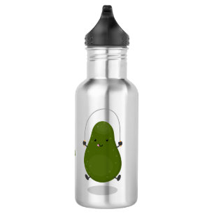 Cute avocado jump rope cartoon illustration stainless steel water bottle