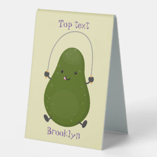 Cute avocado jump rope cartoon illustration table tent