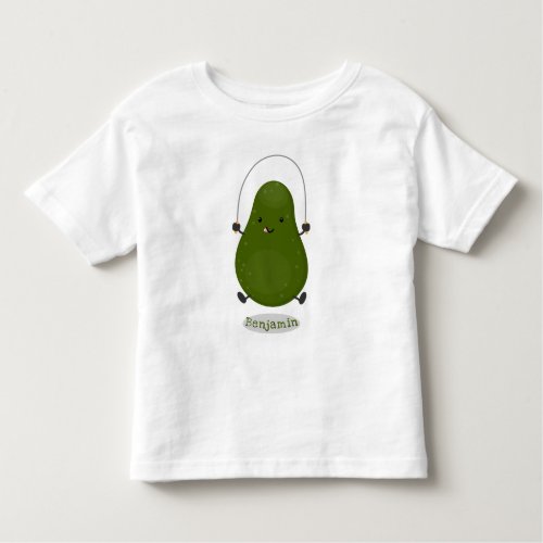 Cute avocado jump rope cartoon illustration toddler t_shirt