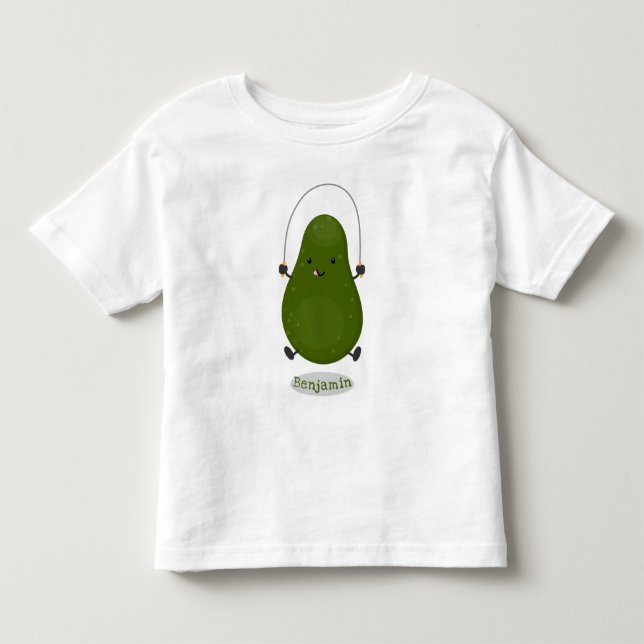 Cute avocado jump rope cartoon illustration toddler t-shirt (Front)