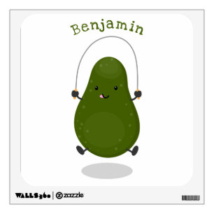 Cute avocado jump rope cartoon illustration wall decal