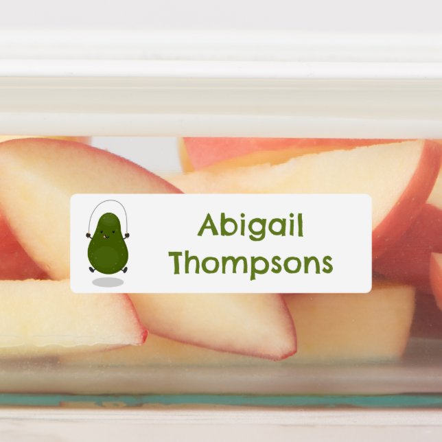 Cute avocado jump rope cartoon personalized labels (Affixed)