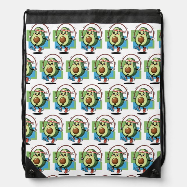 Cute Avocado Jump Rope – Fitness Kawaii Drawstring Bag (Front)