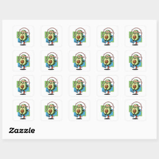Cute Avocado Jump Rope – Fitness Kawaii Square Sticker