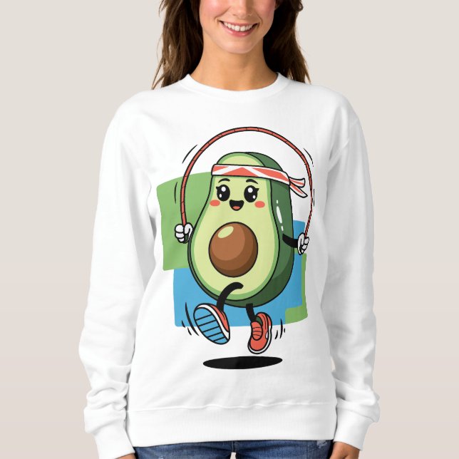 Cute Avocado Jump Rope – Fitness Kawaii Sweatshirt (Front)