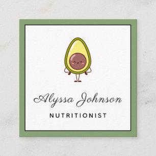 Cute Avocado Kawaii Food Nutritionist Healthy Diet Square Business Card