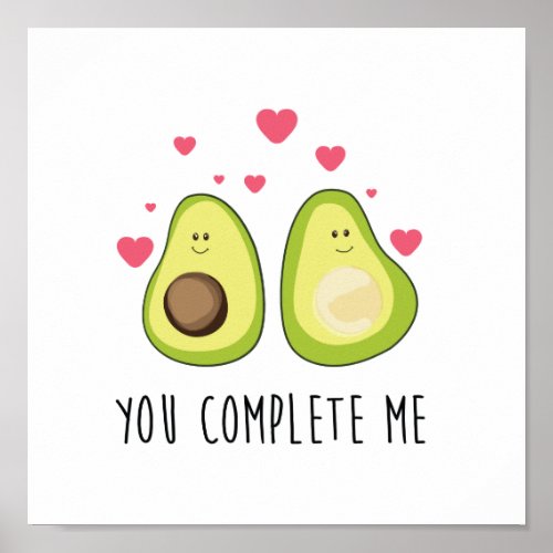 Cute avocado love couple poster