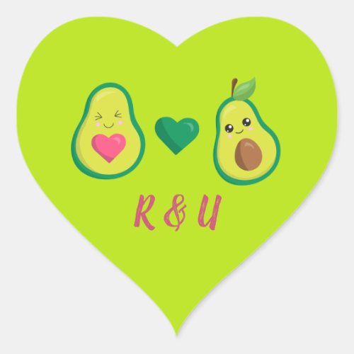 Cute avocado love heart sticker