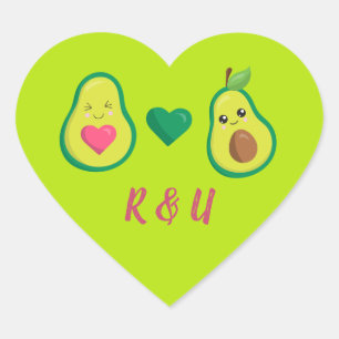 Cute avocado love heart sticker