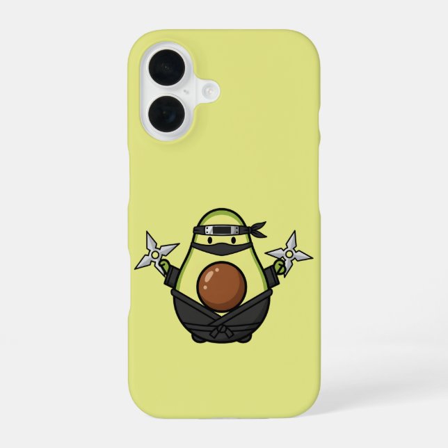 Cute Avocado Ninja Shuriken Warrior Illustration iPhone Case (Back)