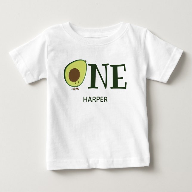 Cute Avocado One Name Baby T-Shirt (Front)