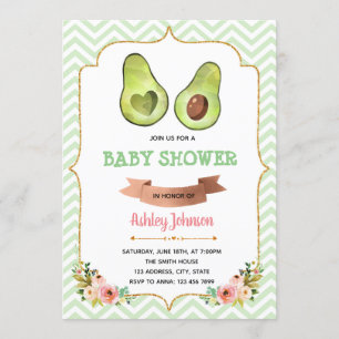 Cute avocado party theme invitation