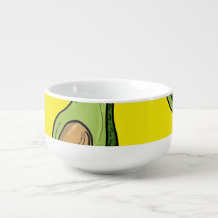 Cute Avocado Pattern Ceramic Bowl - Vibrant Yellow