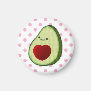 Cute Avocado Pink Polka Dots Magnet