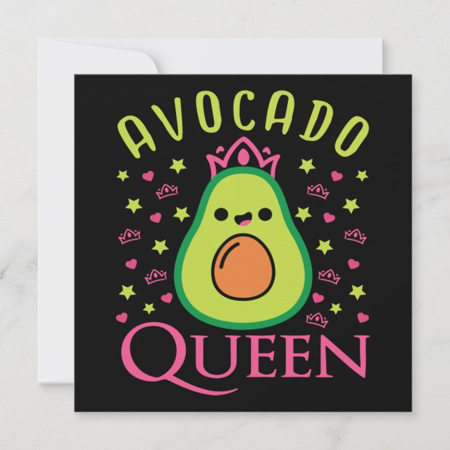 Cute Avocado Queen with Heart Keto Girl Cooking  Invitation (Front)