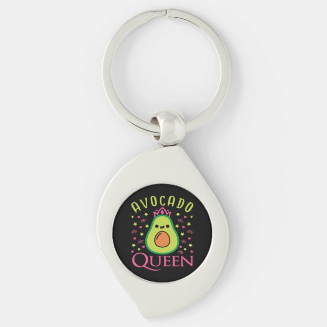 Cute Avocado Queen with Heart Keto Girl Cooking  Keychain (Front)