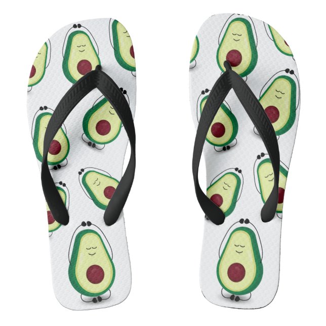 Cute Avocado Relaxation Cartoon Flip Flops (Footbed)
