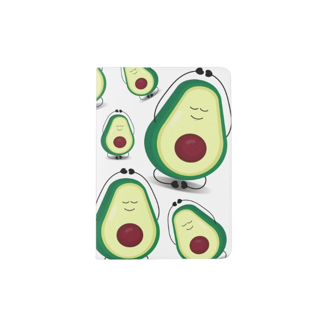 Cute Avocado Relaxation Cartoon Passport Holder (Front)