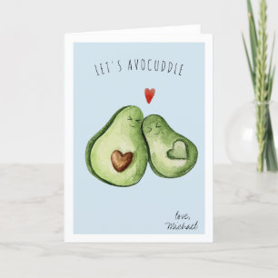 Cute Avocado Romantic Cuddle   Valentine's Day Holiday Card