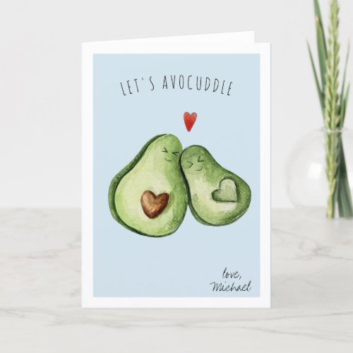Cute Avocado Romantic Cuddle  Valentines Day Holiday Card