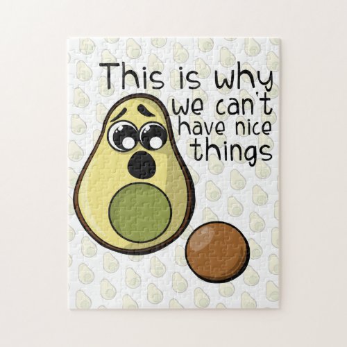 Cute Avocado Seed Cartoon Quote Saying Jigsaw Puzzle