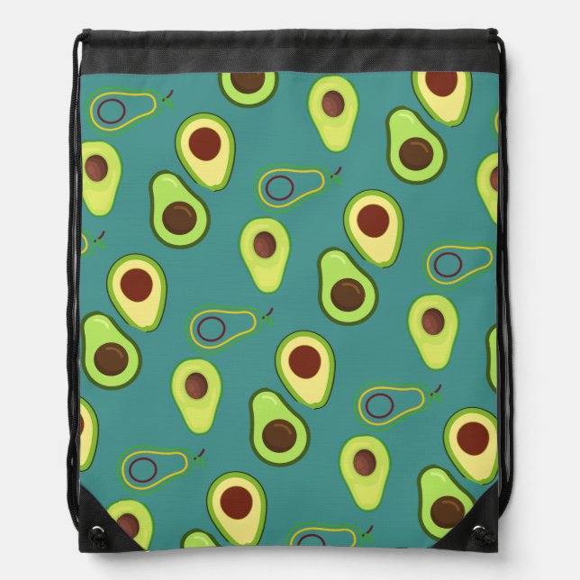 Cute Avocado slice summer Green gradient Pattern Drawstring Bag (Front)