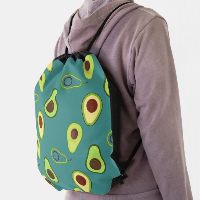 Cute Avocado slice summer Green gradient Pattern Drawstring Bag (Insitu)