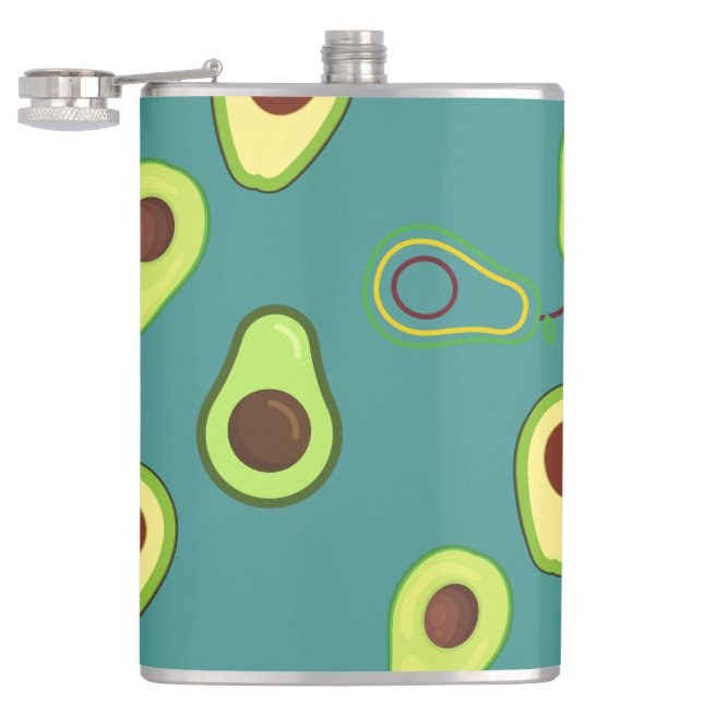Cute Avocado slice summer Green gradient Pattern Flask (Opened)