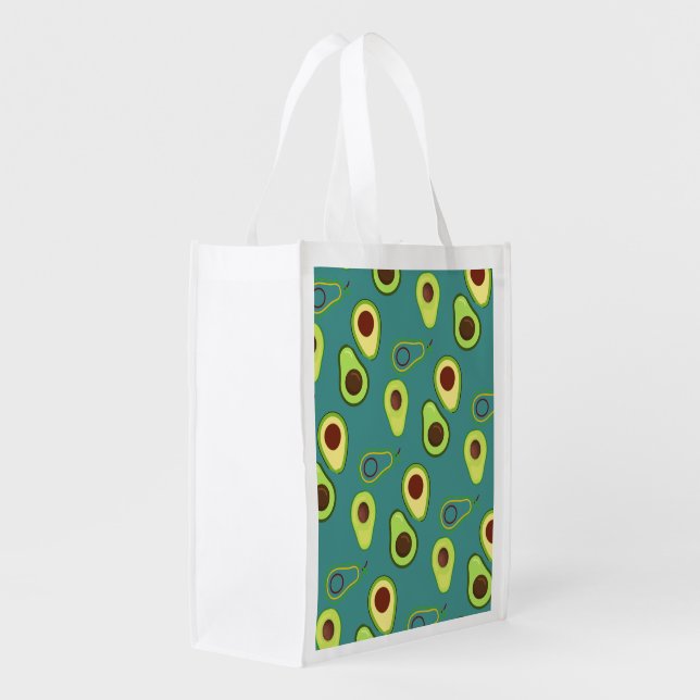 Cute Avocado slice summer Green gradient Pattern Grocery Bag (Back Side)