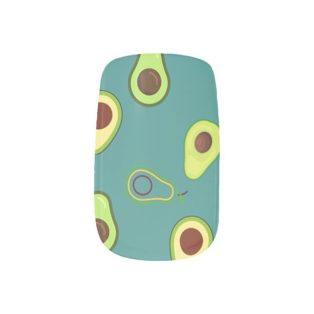 Cute Avocado slice summer Green gradient Pattern Minx Nail Art (Right Thumb)