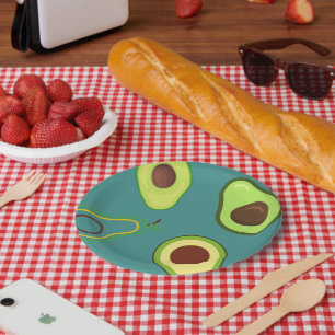Cute Avocado slice summer Green gradient Pattern Paper Plates