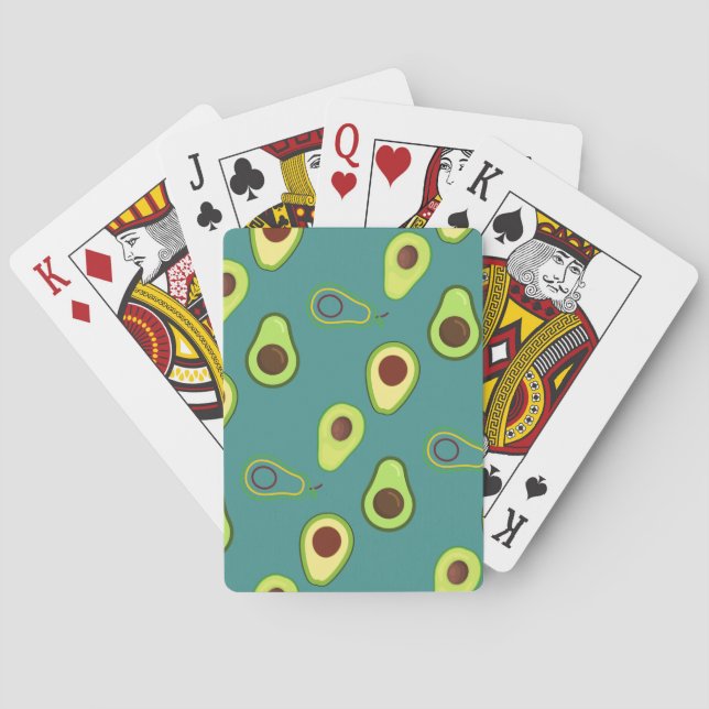 Cute Avocado slice summer Green gradient Pattern Poker Cards (Back)