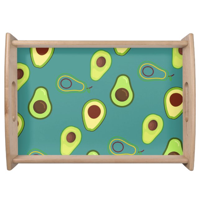 Cute Avocado slice summer Green gradient Pattern Serving Tray (Front)