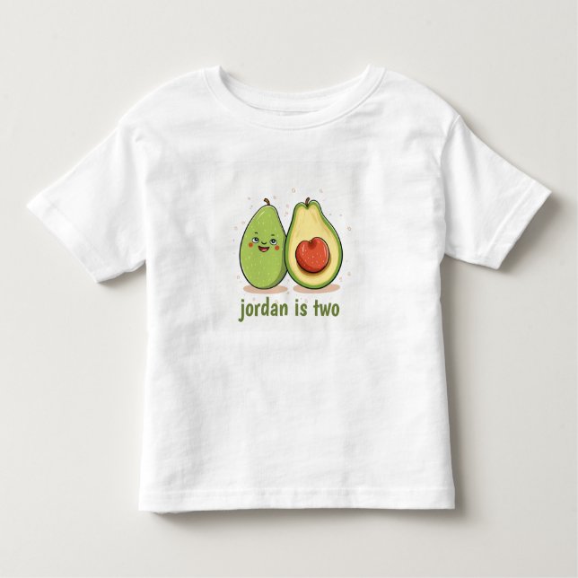 Cute Avocado Two Years Birthday Gift Kids T-shirt (Front)