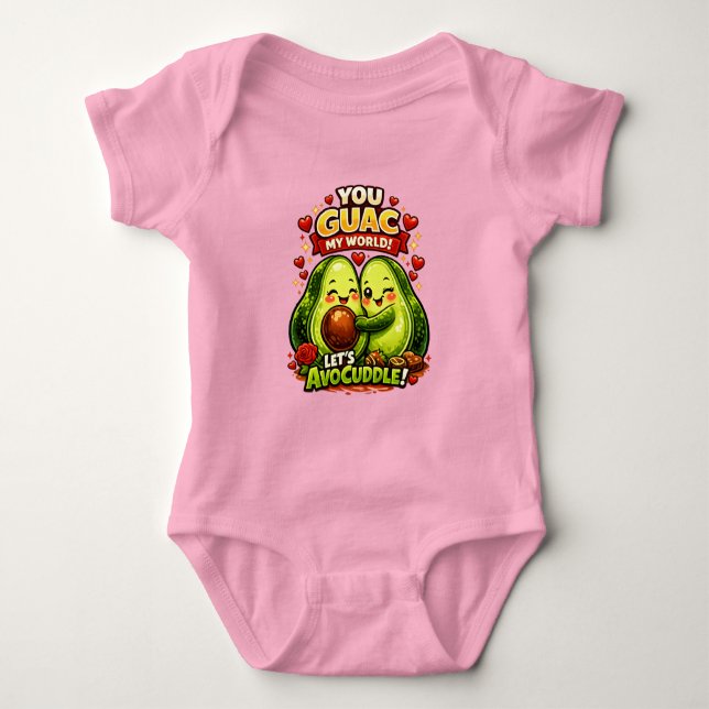 Cute Avocado Valentine’s Love Design, kawaii Love Baby Bodysuit (Front)