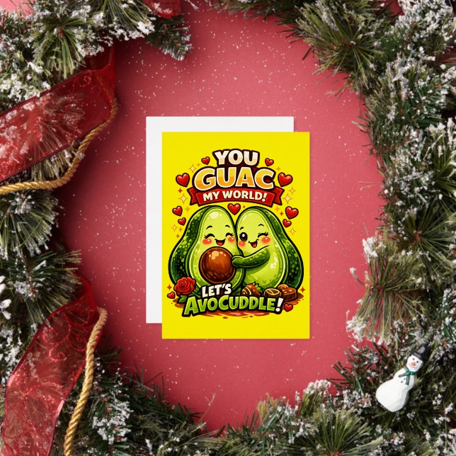 Cute Avocado Valentine’s Love Design, kawaii Love Foil Invitation (Insitu)