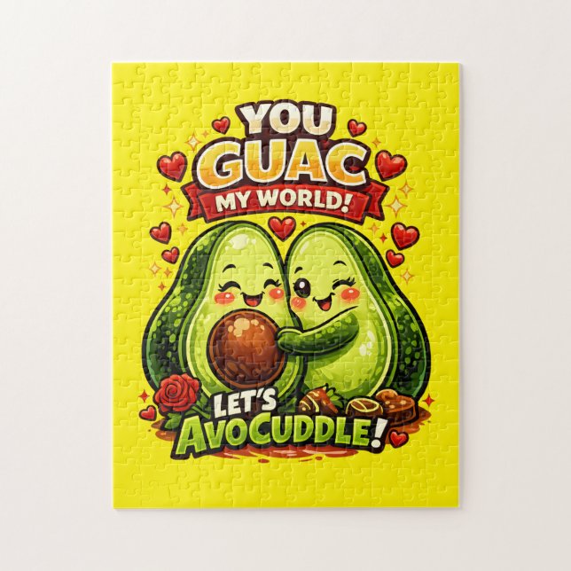 Cute Avocado Valentine’s Love Design, kawaii Love Jigsaw Puzzle (Vertical)